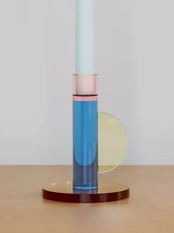 Hübsch Astro Lysestage H 14 cm - Krystalglas - Blå