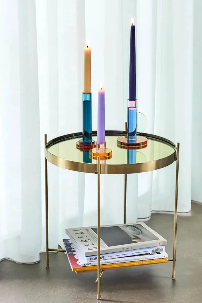 Hübsch Astro Lysestage H 14 cm - Krystalglas - Blå