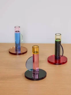 Hübsch Astro Lysestage H 14 cm - Krystalglas - Blå
