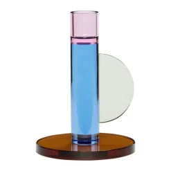 Hübsch Astro Lysestage H 14 cm - Krystalglas - Blå