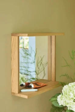 Hübsch Base Spejl H 50 x B 12 x L 35 cm - Egetræ/spejlglas - Natur