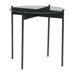 Hübsch Beam Sidebord H 42 x B 45 x L 45 cm - Glas/jern - Sort