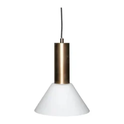 Hübsch Contrast Pendel Ø 25 x H 28 cm - Glas/jern - Hvid/messing