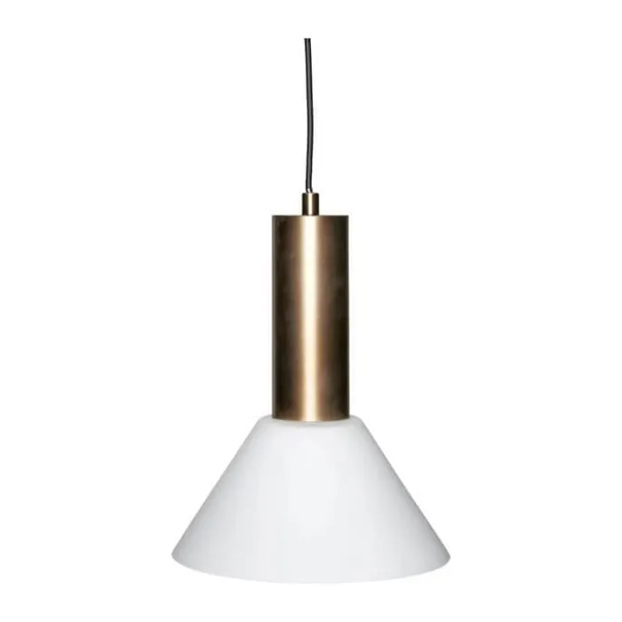Hübsch Contrast Pendel Ø 25 x H 28 cm - Glas/jern - Hvid/messing
