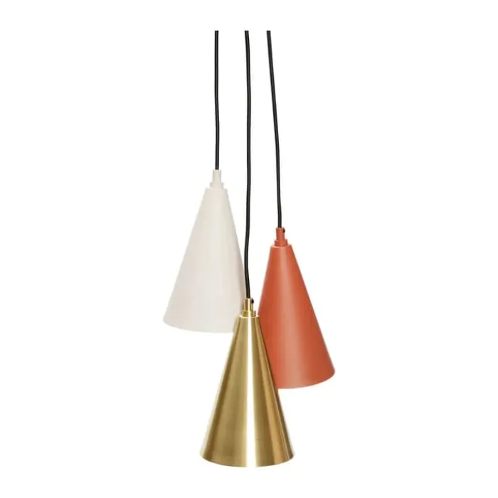 Hübsch Drop Pendel Ø 14 x H 20 cm - Jern - Messingfarvet/grå/rødbrun
