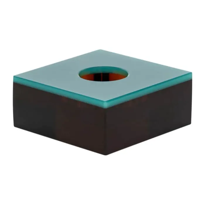 Hübsch Flux Fyrfadsstage H 4 x B 10 x L 10 cm - Krystalglas - Brun/grøn