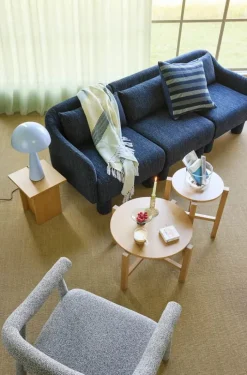 Hübsch Four Sofabord - 2 stk. Ø 68/48 x H 42/55 cm - MDF/egetræ - Natur