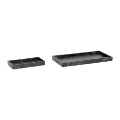 Hübsch Grand Bakke - 2 stk. B 15,25/25 x L 30/50 cm - Marmor - Sort