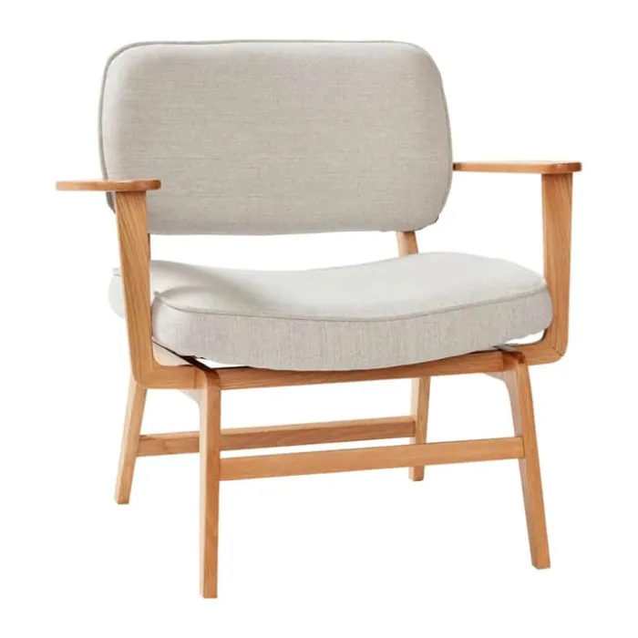 Hübsch Haze Loungstol H 77 x B 80 x L 64 cm - Egetræ/polyester - Grå/natur