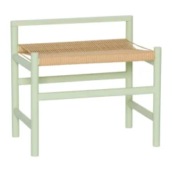 Hübsch Heritage Bænk H 55 x B 40 x L 60 cm - Egetræ/papirsnor - Grøn
