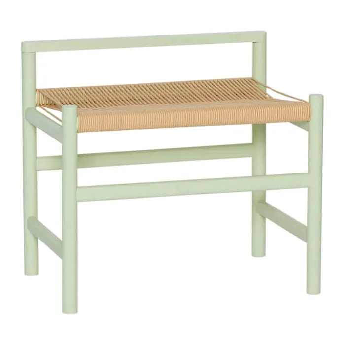 Hübsch Heritage Bænk H 55 x B 40 x L 60 cm - Egetræ/papirsnor - Grøn