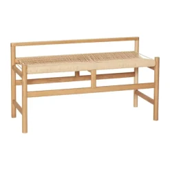 Hübsch Heritage Bænk H 55 x B 41 x L 100 cm - Egetræ/papirsnor - Natur