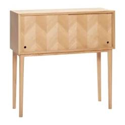 Hübsch Herringbone Konsolbord H 90 x B 35 x L 90 cm - MDF/egetræ - Natur