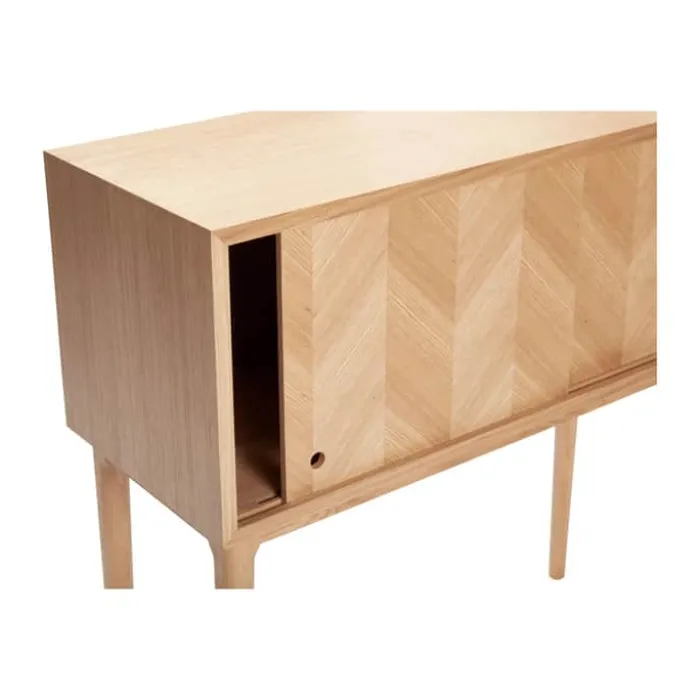 Hübsch Herringbone Konsolbord H 90 x B 35 x L 90 cm - MDF/egetræ - Natur