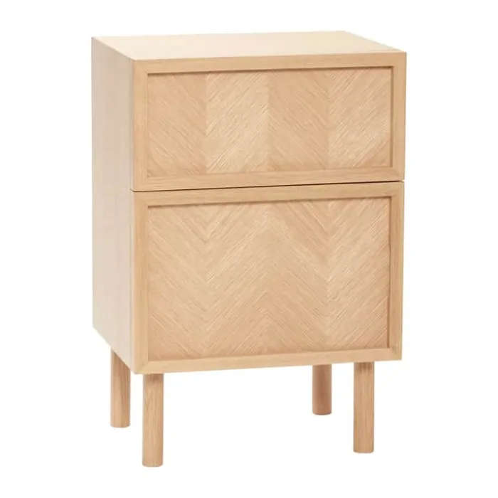 Hübsch Herringbone Sengebord H 60 x B 30 x L 40 cm - MDF/egetræ - Natur