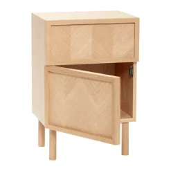 Hübsch Herringbone Sengebord H 60 x B 30 x L 40 cm - MDF/egetræ - Natur