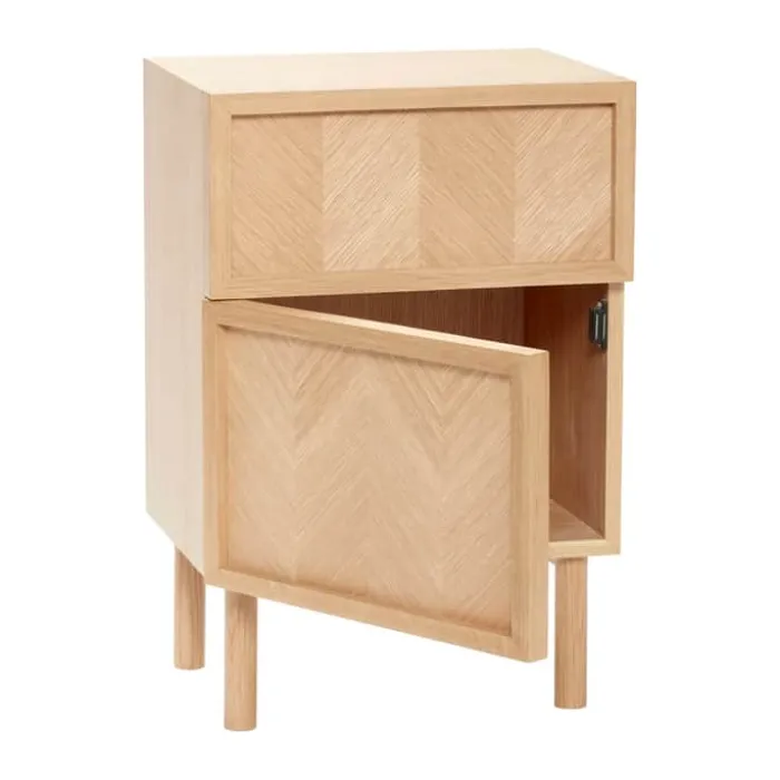 Hübsch Herringbone Sengebord H 60 x B 30 x L 40 cm - MDF/egetræ - Natur