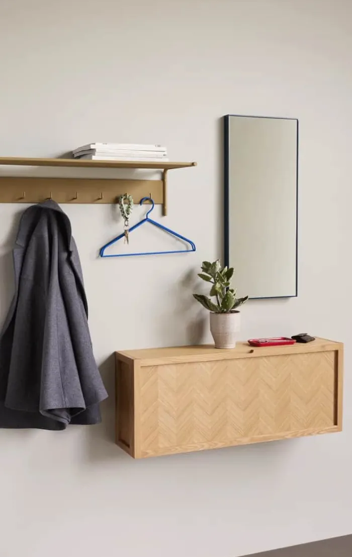 Hübsch Herringbone Skoskab H 40 x B 22 x L 100 cm - MDF/egetræ - Natur