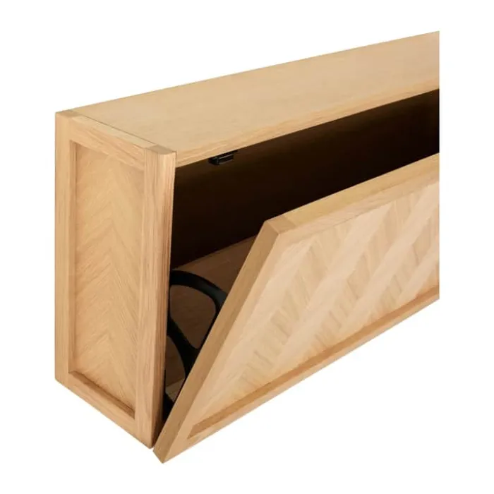 Hübsch Herringbone Skoskab H 40 x B 22 x L 100 cm - MDF/egetræ - Natur