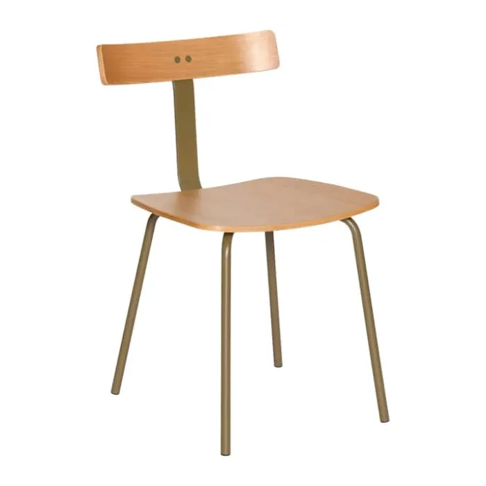 Hübsch Hock Spisebordsstol - 2 stk. H 78 x B 48 x L 44 cm - Egetræsfiner/MDF/jern - Natur/grøn