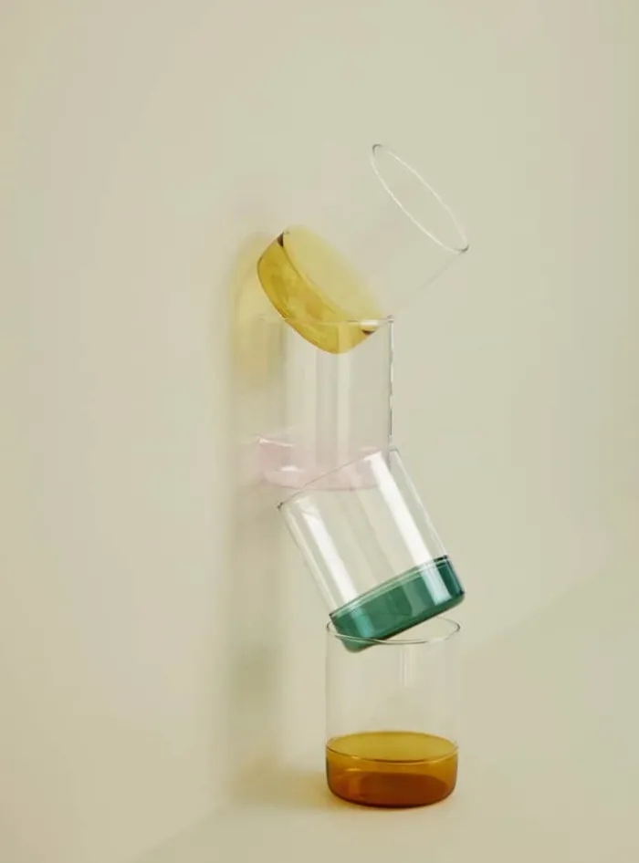 Hübsch Kiosk Vandglas - 6 stk. 38 cl - Glas - Gul