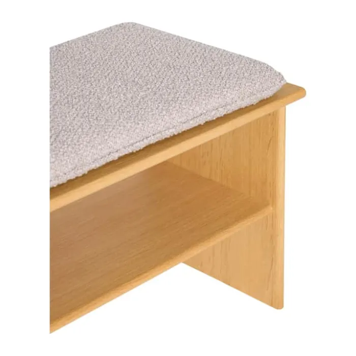 Hübsch Layer Bænk H 47 x B 40 x L 132 cm - MDF/egetræ/polyester - Natur/lysegrå