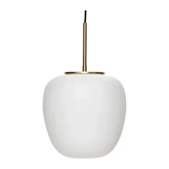Hübsch Muse Pendel Ø 25 x H 40 cm - Glas/jern - Hvid/messingfarvet