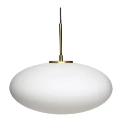 Hübsch Muse Pendel Ø 40 x H 38 cm - Glas/jern - Hvid/messingfarvet