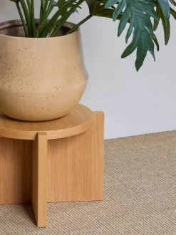 Hübsch Nomad Plantestander Ø 30 x H 20 cm - Egetræ/MDF - Natur