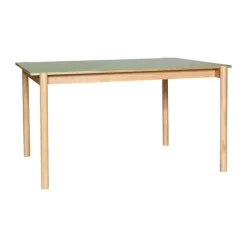 Hübsch Oblique Skrivebord H 75 x B 81 x L 140 cm - Linoleum/MDF/egetræ - Grøn/natur