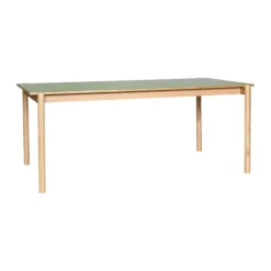 Hübsch Oblique Spisebord H 75 x B 107 x L 190 cm - Linoleum/MDF/egetræ - Olivengrøn/natur