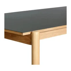 Hübsch Oblique Spisebord H 75 x B 107 x L 190 cm - Linoleum/MDF/egetræ - Sort/natur