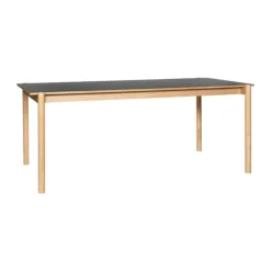 Hübsch Oblique Spisebord H 75 x B 107 x L 190 cm - Linoleum/MDF/egetræ - Sort/natur