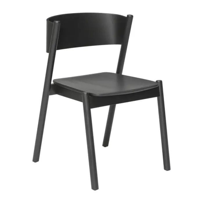 Hübsch Oblique Spisebordsstol H 80 x B 51 x L 55 cm - Egetræ - Sort