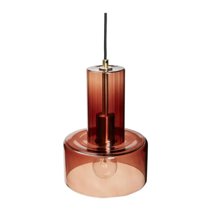 Hübsch Ripple Pendel Ø 20 x H 27 cm - Glas/jern - Brun