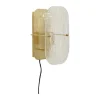 Hübsch Ruffle Væglampe H 30 cm - Glas/jern - Messingfarvet/Klar