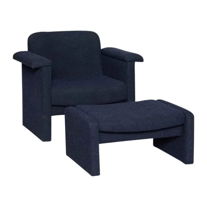 Hübsch Softy Loungestol H 78/35 x B 73/55 x L 96/76 cm - Polyester/akryl - Mørkeblå