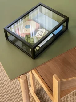 Hübsch View Æske H 12 x B 30 x L 40 cm - Asketræ/glas - Sort