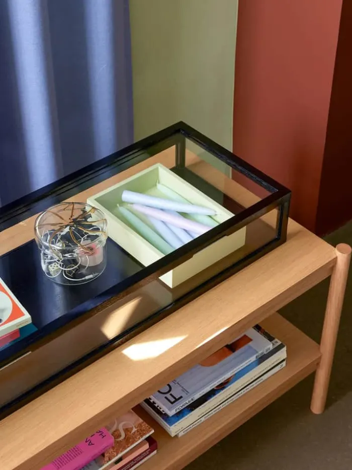 Hübsch View Æske H 12 x B 30 x L 80 cm - Asketræ/glas - Sort