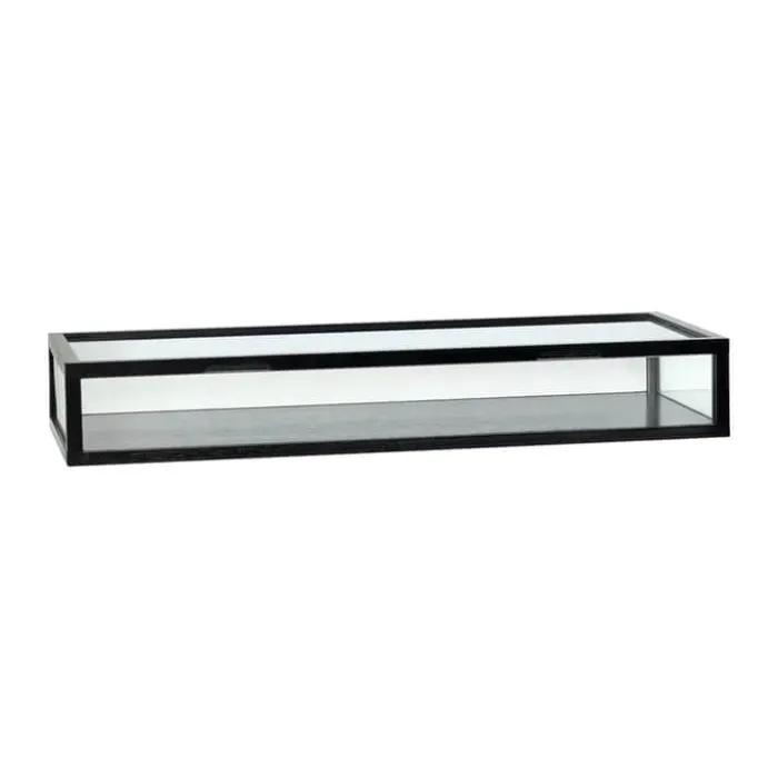 Hübsch View Æske H 12 x B 30 x L 80 cm - Asketræ/glas - Sort