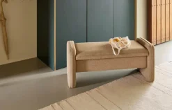 Hübsch Well Bænk H 42 x B 38 x L 100 cm - Polyester - Sand