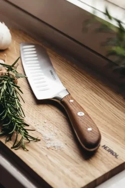 Heirol Albera Santokukniv L 18 cm - Stål/asketræ