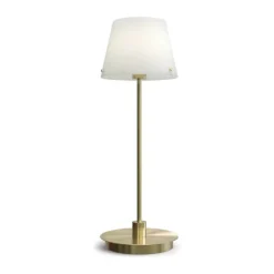 Herstal Gil il Grande Bordlampe Ø 14 x H 37 cm - Glas/metal - Hvid/messing