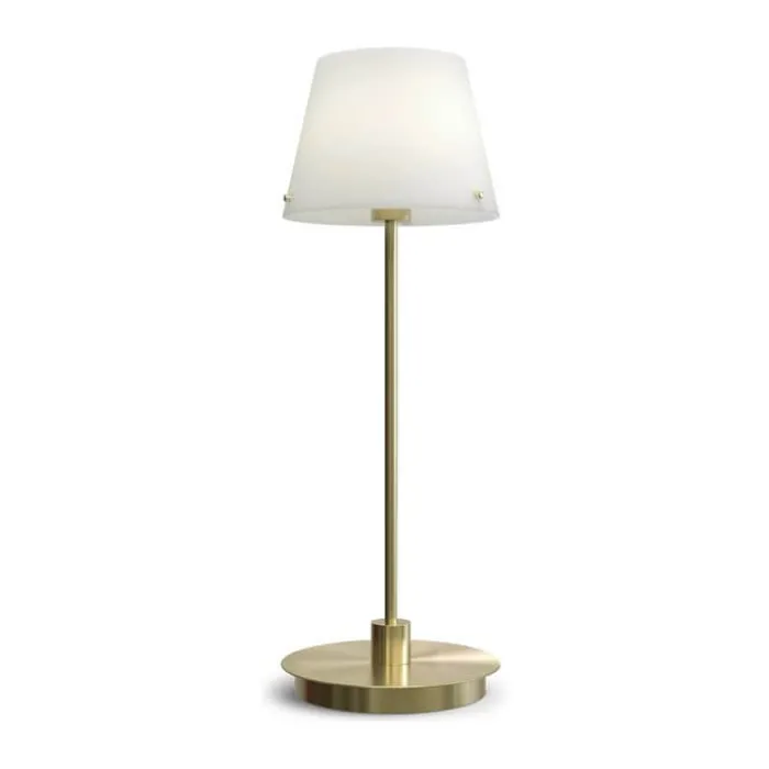 Herstal Gil il Grande Bordlampe Ø 14 x H 37 cm - Glas/metal - Hvid/messing