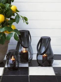 Holmegaard Design with Light Lanterne H 16 x Ø 10,3 cm - Glas/læder - Smoke