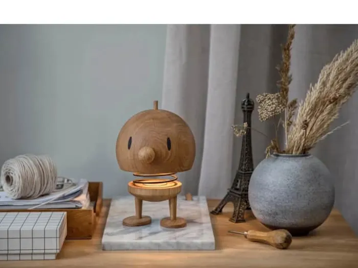 Hoptimist Bumble - LED Lampe Str. L - Egetræ/stål - Brun