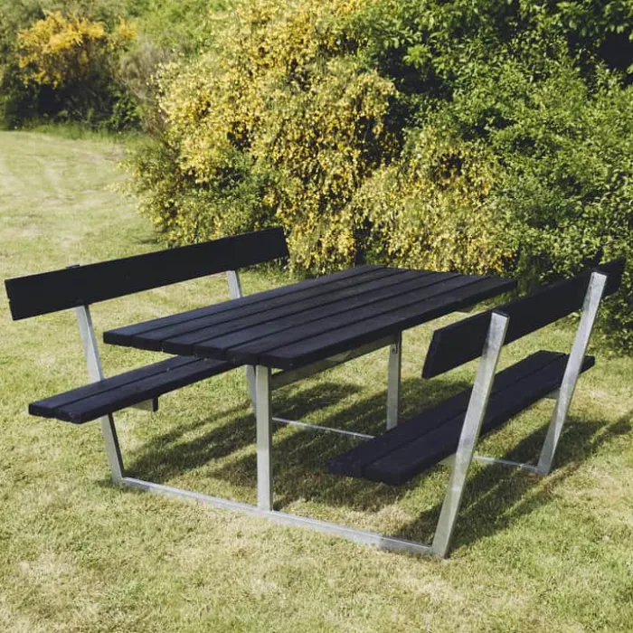 HORTUS Sif Bord-/bænksæt H 85 x B 175 x D 178 cm - Fyrretræ/stål - Sort