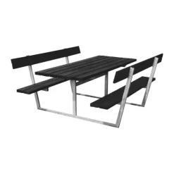 HORTUS Sif Bord-/bænksæt H 85 x B 175 x D 178 cm - Fyrretræ/stål - Sort