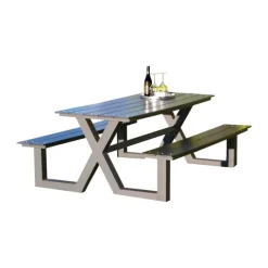 HORTUS X-model Bord-/bænksæt H 72 x B 151 x D 176 cm - Aluminium/nonwood - Sort