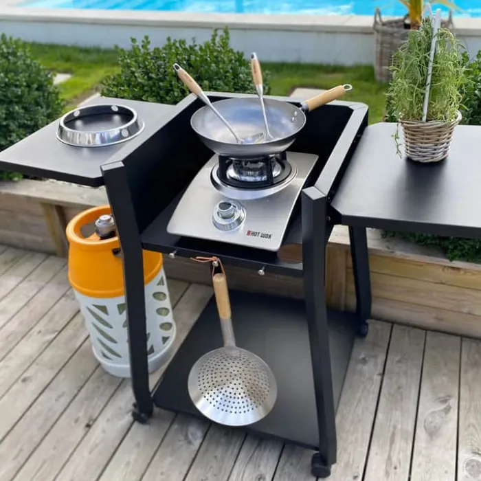 HOT WOK Comfort Bord H 93 - B 125 - L 58 cm - Pulverlakeret stål - Sort